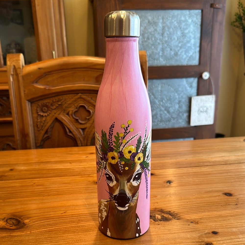 Floral Pink Stainless Steel Water Bottle